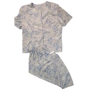 Blair Blue/White Floral Button up Blouse & Skirt Set - Size 16 , 2 pcs